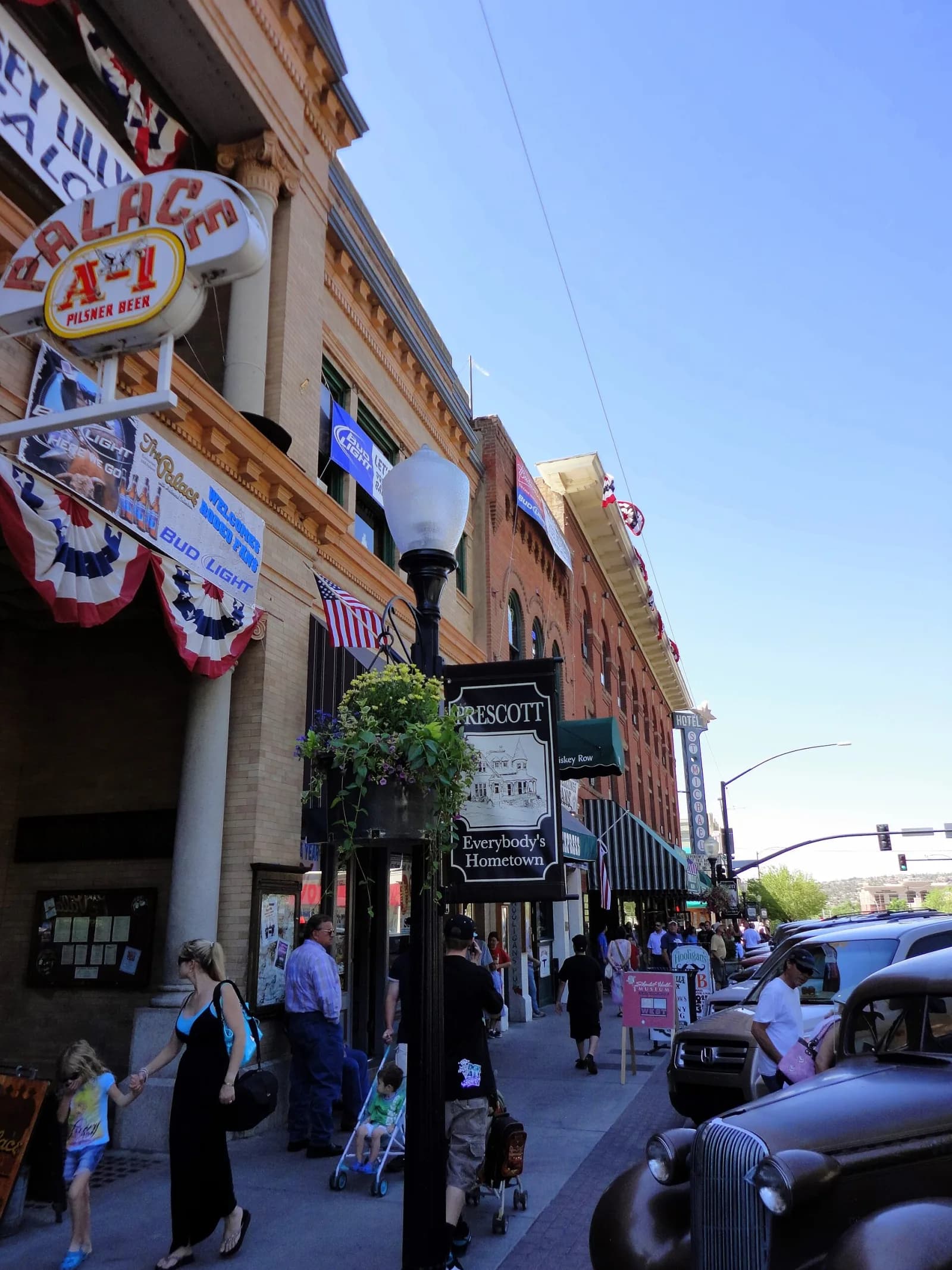 Historic Whiskey Row storefronts in downtown Prescott